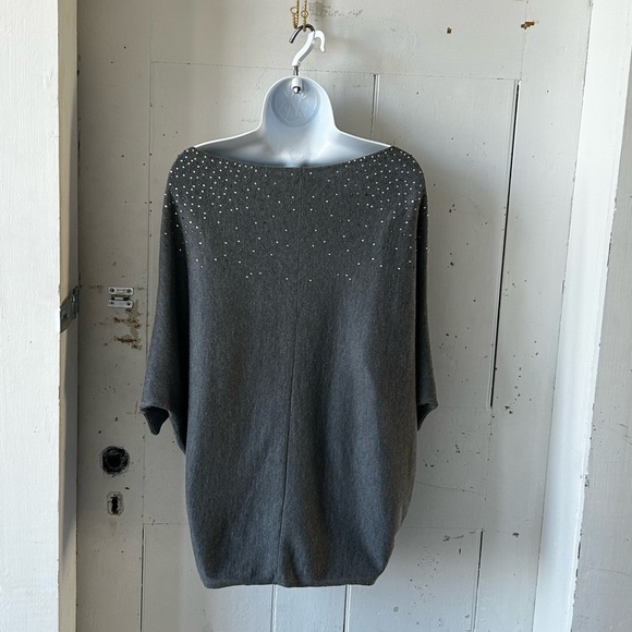 Velvet Rhinestone Studded Casmere Dolman Sleeves Sweater Petite - Picture 2 of 13
